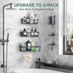 Veken Rustproof & Waterproof Shower Caddy 6-Pack, No Drilling Adhesive Shelves - Image 6
