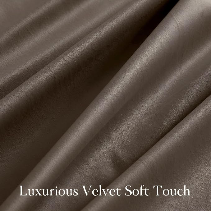 NICETOWN Taupe Velvet Curtains 108 inches Long - Image 5