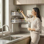 PUSDON 5-in-1 Wide Wall Mount Wrapped Mesh Kitchen Organizer & Shower Caddy Kit - Image 2