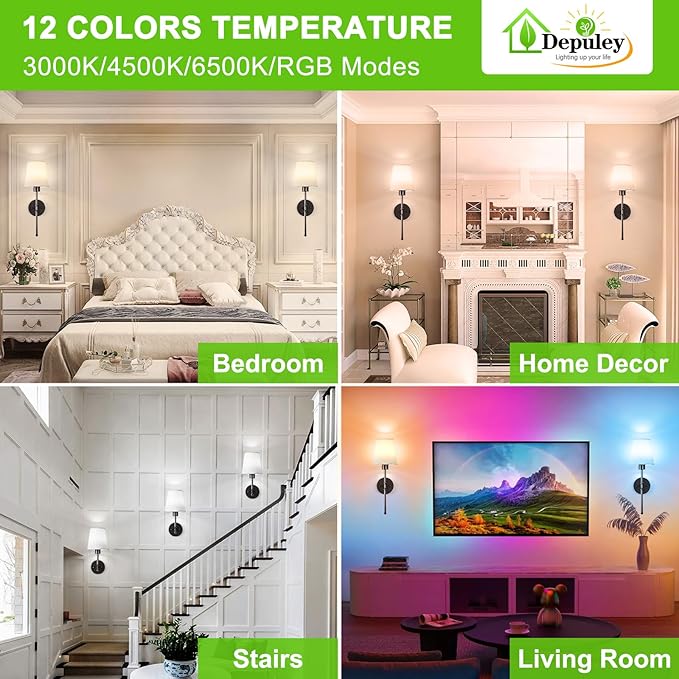 Depuley Battery Operated Wall Sconce: 19.9 Inch Set of 2 Wireless Wall Lights - Image 3