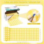 Kochorie 54 Inch x 300 Ft Light Yellow Checkered Plastic Table Cloth Roll - Image 2