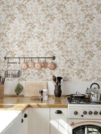 Erfoni 16.9" x197" Beige Floral Peel and Stick Wallpaper Boho Floral Leaf - Image 4