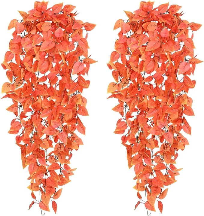 BLEUM CADE Fake Hanging Plants, Faux Orange Vines Hanging Plant by BLEUMCADE