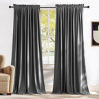 NICETOWN Grey Velvet Curtains 84 inches, Sound Reducing Heavy Matt Solid Rod by NICETOWN