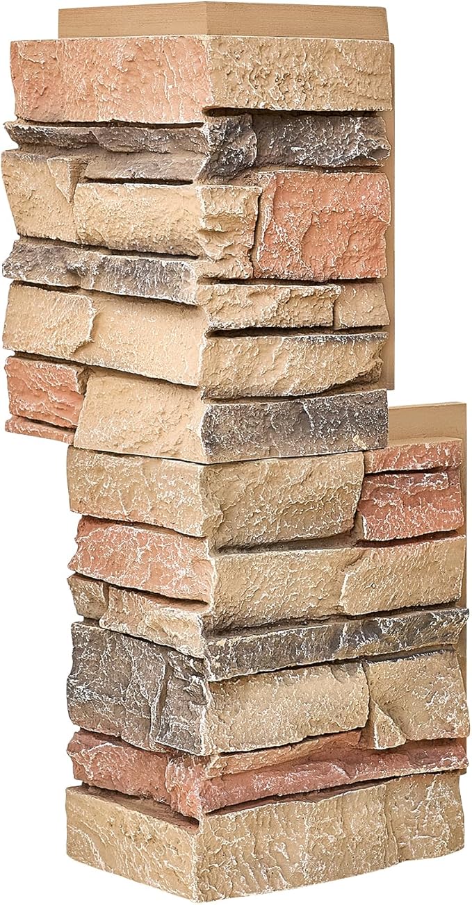 1.77 Inch Deep 3D Faux Stone Corner Panels Matching 6 Piece Set - Image 4