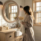 36" Large Round Wood Mirror for Living Room Fireplace, Big Solid Wood Wall - Image 5