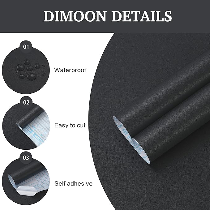 Dimoon 17.7''x393'' Peel and Stick Wallpaper Dark Grey Contact Paper - Image 3
