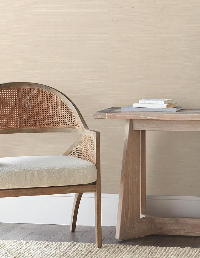 York Wallcoverings Natural Sisal Plaster Peel and Stick Grasscloth Wallpaper - Image 3