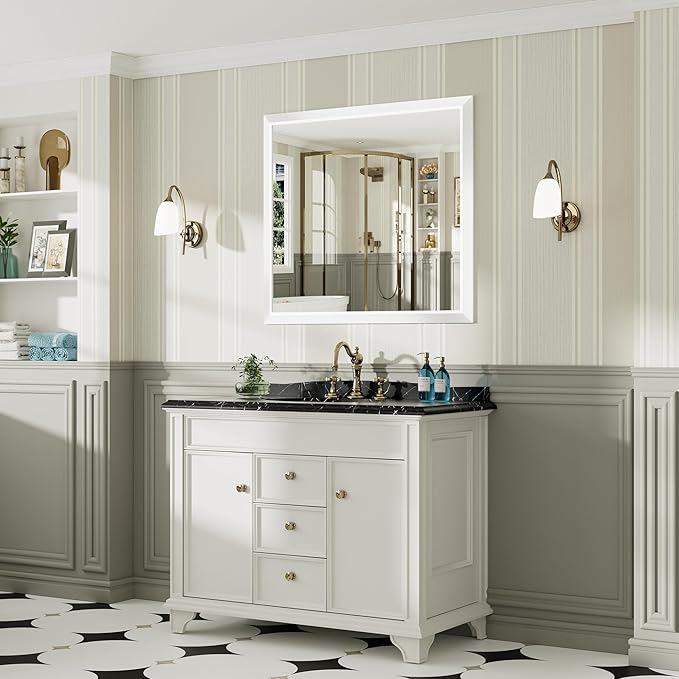 40x36 Inch White Bathroom Mirror - Image 4
