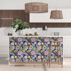 Purple Boho Wallpaper Peel and Stick, Vintage Yellow Floral Contact Paper - Image 3