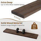 Floating Shelves for Wall Decor, 8 Inch Deep Rustic Solid Elm Wood Floating - Image 5