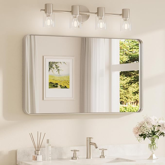 TETOTE Brushed Nickel Bathroom Mirror 40 x 24 Inch by TETOTE