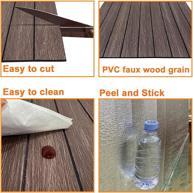 YLL YLL PVC Slat Wall Panel Peel and Stick 236"x 15.7" Faux Smoked Wood Grain - Image 6