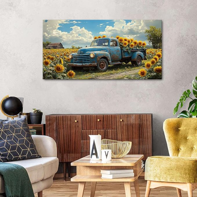 AIYISU Sunflower Wall Art Farmhouse Pictures Wall Decor Vintage Floral Prints - Image 2