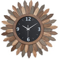 Honiway Large Wall Clock Battery Operated 21 in Rustic Wood Boho Sunburst by Honiway