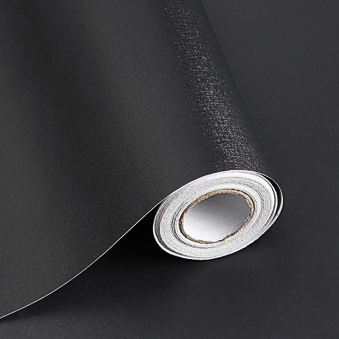 118"x17.7" Black Peel and Stick Wallpaper Black Contact Paper Decorative Self by SAFIYYA