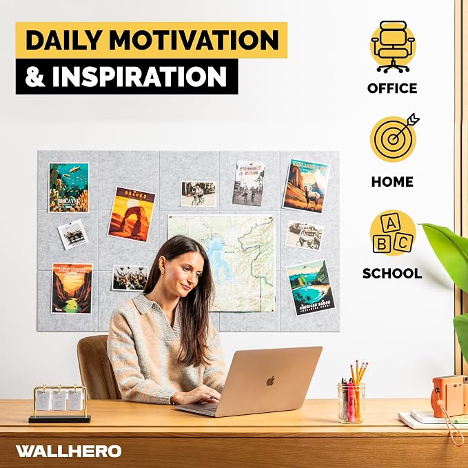 WALLHERO Cork Boards for Walls, Bulletin Boards 59"x36" | 15 Pack | Felt - Image 5