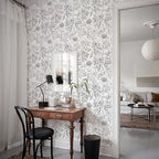 JiffDiff Peel and Stick Wallpaper Black and White Floral Wall Paper 17.3" x - Image 2