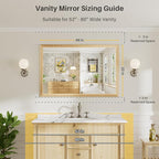 48x32 Inch Bathroom Mirror for Wall, Anti-Rust Oak Wood Grain Metal Framed - Image 2