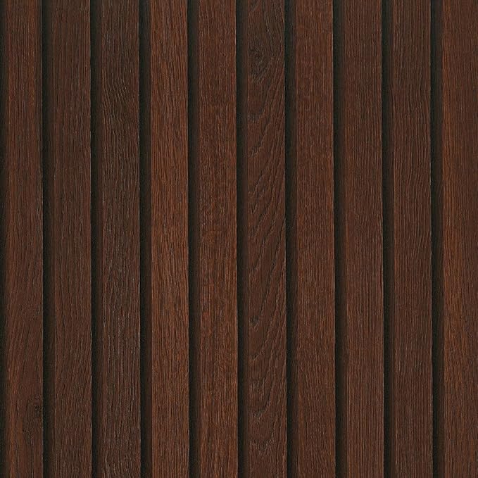 FunStick 36"x200" Dark Brown Slats Wood Peel and Stick Wallpaper Faux 3D Walnut by FunStick