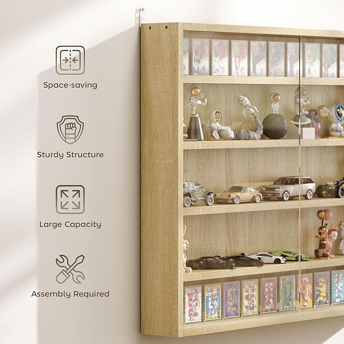 HOMCOM 5-Tier Display Cabinet, Glass Door Cabinet - Image 6
