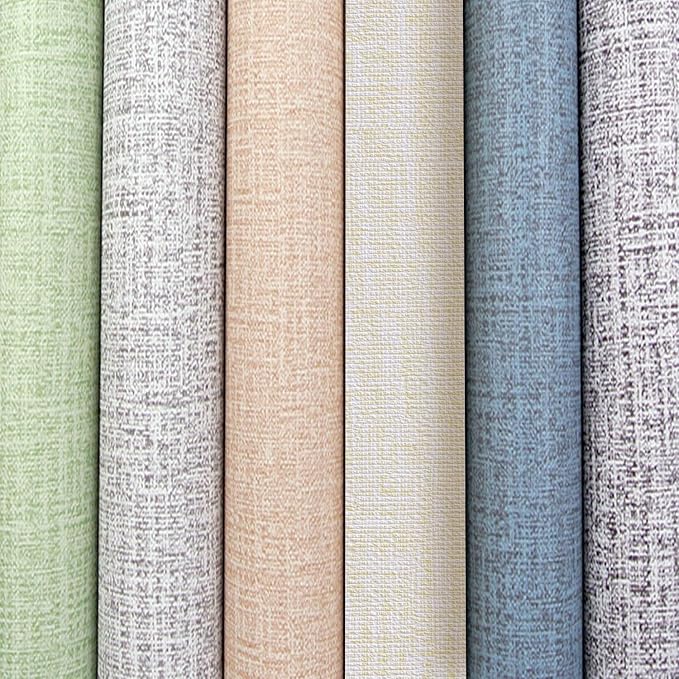 Yancorp 24"x120" Textured Fabric Cream Faux Grasscloth Peel and Stick Wallpaper - Image 6