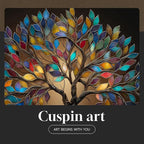 Framed Square Tree of Life Wall Art, Modern Contemporary Tree Painting Prints - Image 7