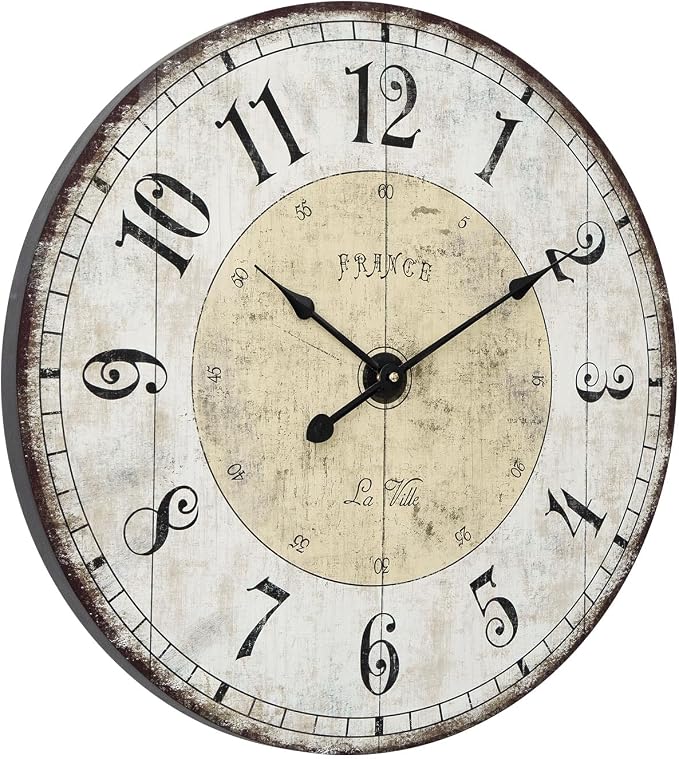 24 Inch Large Wall Clock, Rustic Round Farmhouse Wall Clocks - Image 8