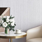 Livelynine White Grasscloth Peel and Stick Wallpaper Textured Grass Cloth Wall - Image 7