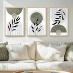 Framed Boho Sage Green Wall Art by MXART