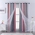 XiDi Curtains for Bedroom Decor, Rainbow Pink-Grey-52-90 by Addsomecolortolife