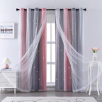XiDi Curtains for Bedroom Decor, Rainbow Pink-Grey-34-90 - Image 3