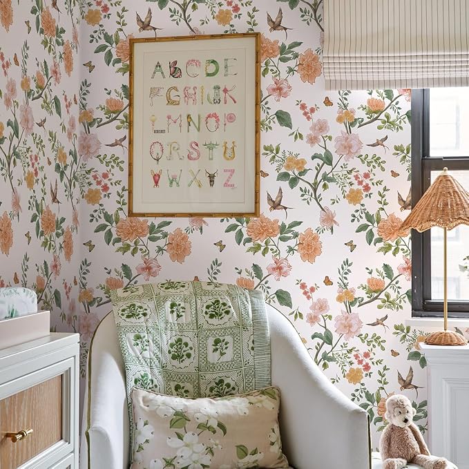 Froluya Floral Peel and Stick Wallpaper Vintage Floral Contact Paper 16.9” x - Image 2