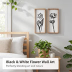 3D Black and White Wall Art Lightweight, Wooden Ready-to-Hang Framed Floral - Image 7