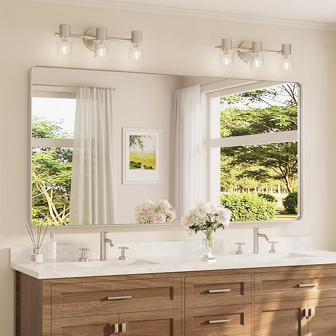 TETOTE 72 x 36 Inch Brushed Nickel Bathroom Mirror by TETOTE