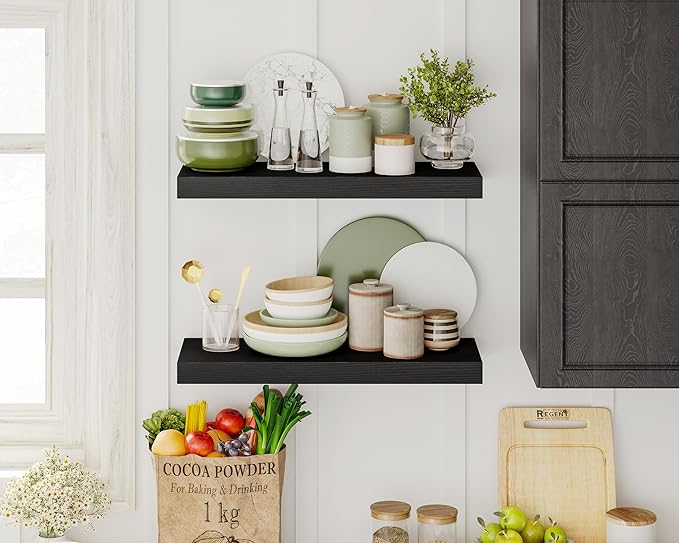 Fixwal Black Shelves, 15.8in Floating Shelves, Farmhouse Shelf Wall Decor - Image 5