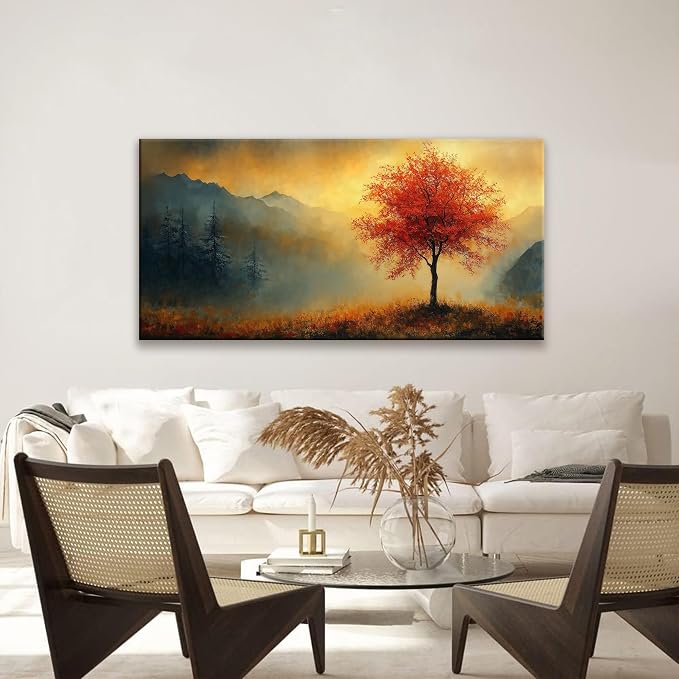 Suconvng Modern Wall Art For Living Room Painting Modern Gold Landscape Canvas - Image 3