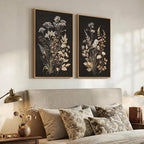 Large Framed Vintage Botanical Wall Art Set of 2, Neutral Farmhouse Moody - Image 2
