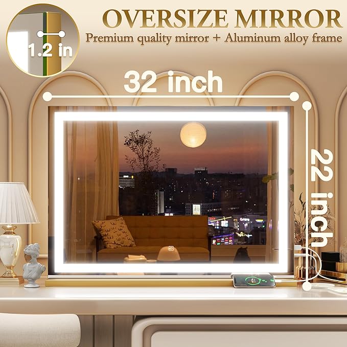 ROLOVE Vanity Mirror with Lights, LED Makeup Mirror, 10X Magnification - Image 3