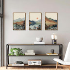 AKWISH Mountain Canvas Wall Art Set of 3, Boho Watercolor Poster Prints - Image 2