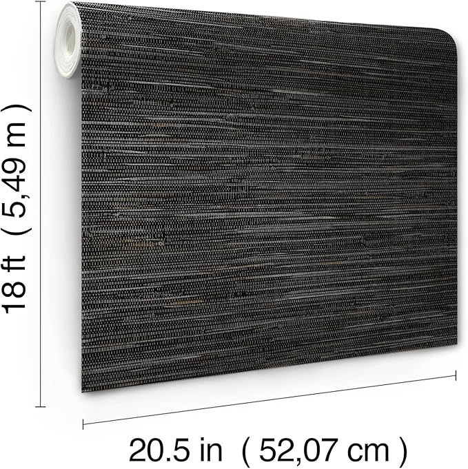 NuWallpaper Black Grassweave Peel and Stick Wallpaper, Textured Removable - Image 8