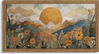 Framed Boho Landscape Large Wall Art, Abstract Sun Mountain Canvas Wall Decor by Unknown