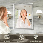 28x36 Inch Brushed Silver Bathroom Mirror - Image 5