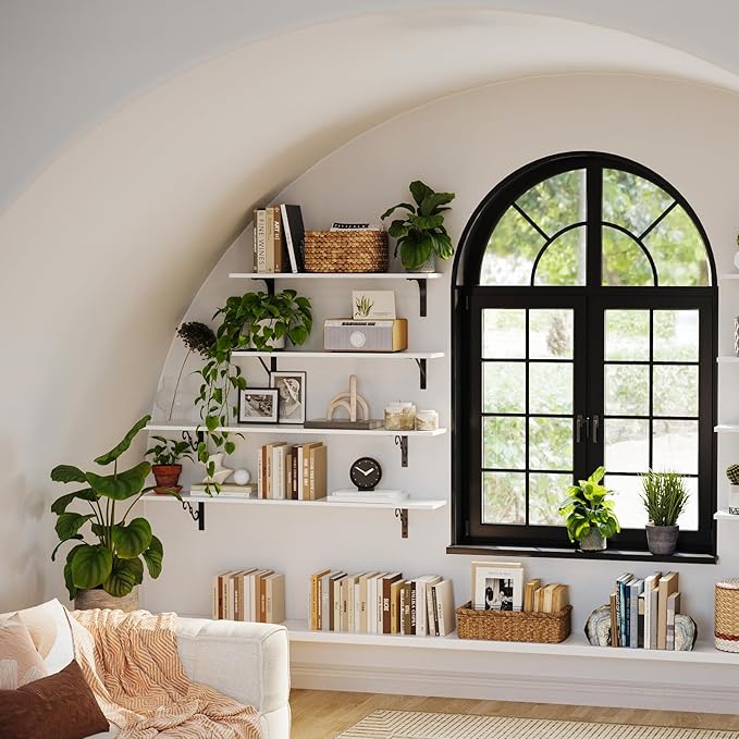 DINZI LVJ Long Wall Shelves, 24 Inch White Floating Shelves Set of 2, - Image 7