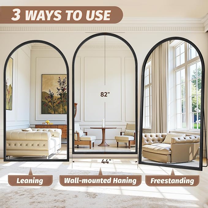 Full Length Mirror 82"×44" Floor Mirror Standing Tall Mirror, Arched Stand up - Image 7