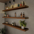 ROGMARS 60Inches Long Walnut Floating Shelves, Rustic Solid Wood Farmhouse Wall - Image 5