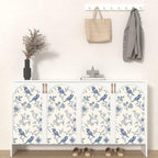 Beige Wallpaper Peel and Stick Blue Floral Bird Vintage Contact Paper 17.5" x - Image 5