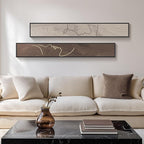 Long Narrow Framed Neutral Abstract Vertical Wall Art Set, 2 Piece Modern - Image 4