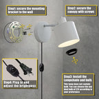 Lightess Plug in Sconce Set of Two, 350° Adjustable Dimmable Wall Light - Image 2
