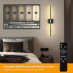 Morauroral 36 Inch Battery Operated Wall Sconces Set of 2, Dimmable Battery - Image 2